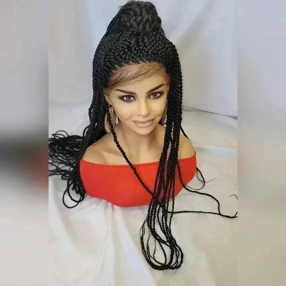 Braided lace wigs, 100% handmade NWOT, long braids, updo half ponytail # 1 - Picture 11 of 11